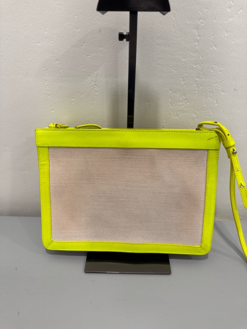 Balenciaga Canvas Crossbody with Neon Yellow Trim - Picture 3 of 7
